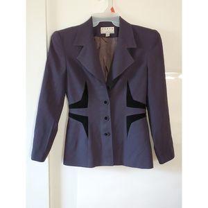 Paniz New York Women's Blazer Jacket 100% Wool Business Fitted Navy Blue Size 4